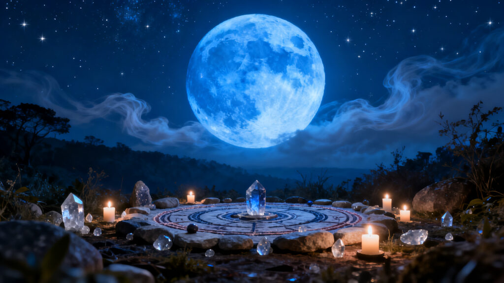 significado esoterico de una luna azul estacional y rituales para aprovechar su energia mistica