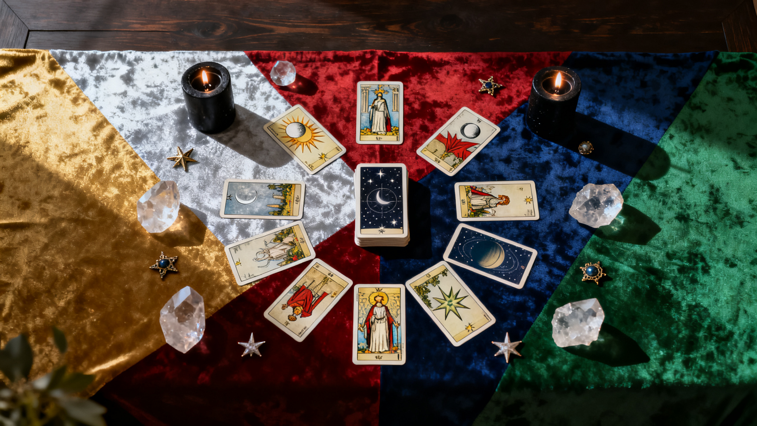 mantel de tarot con correspondencias de colores y planetas guia para potenciar tus lecturas